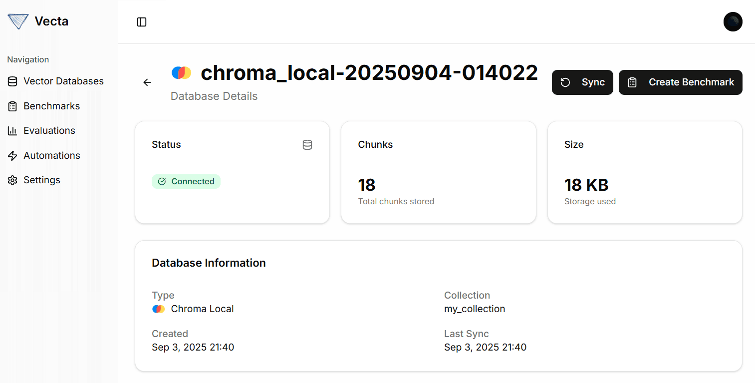 Vecta database view